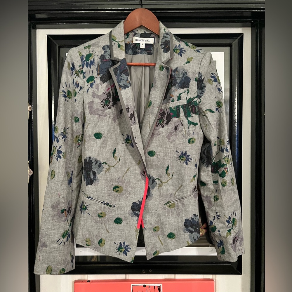 Elizabeth and James floral gray blazer size 6